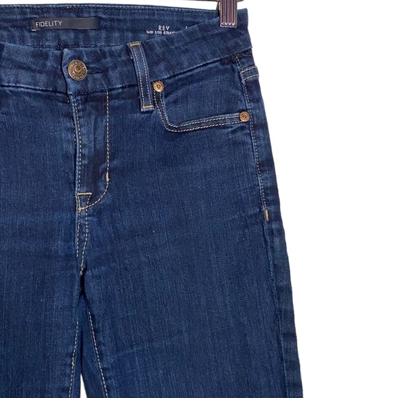 Fidelity Denim Rev Mid Rise Straight Leg Stretch Jeans Denim Dark Blue Wash 25 - Picture 7 of 15